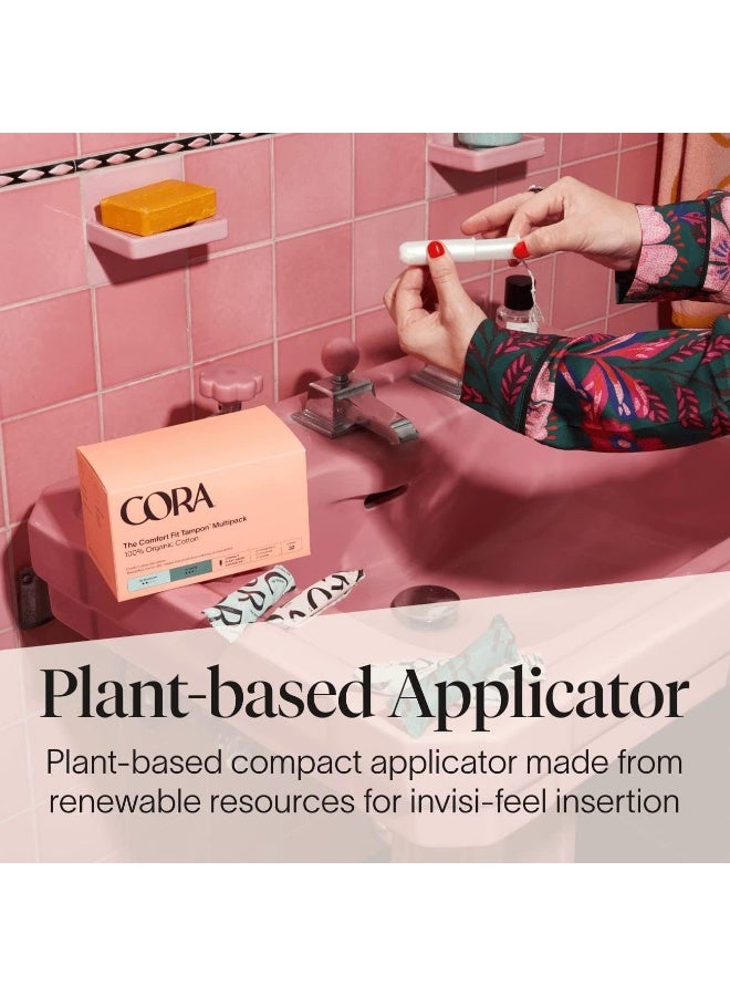 Cora Organic Applicator Tampons | Super Absorbency | 100% Organic Cotton, Unscented, Plant-Based Compact Applicator | Leak Protection, Easy Insertion, Non-Toxic | 36 Count x 2 Packs (72 Count Total) - Image 2